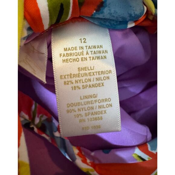 Anne Cole NWT Back Lace-Up Floral Bandeau One-Piece Size 12 - Picture 8 of 9